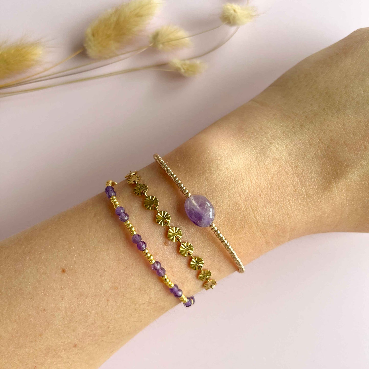 Amethist duo armband