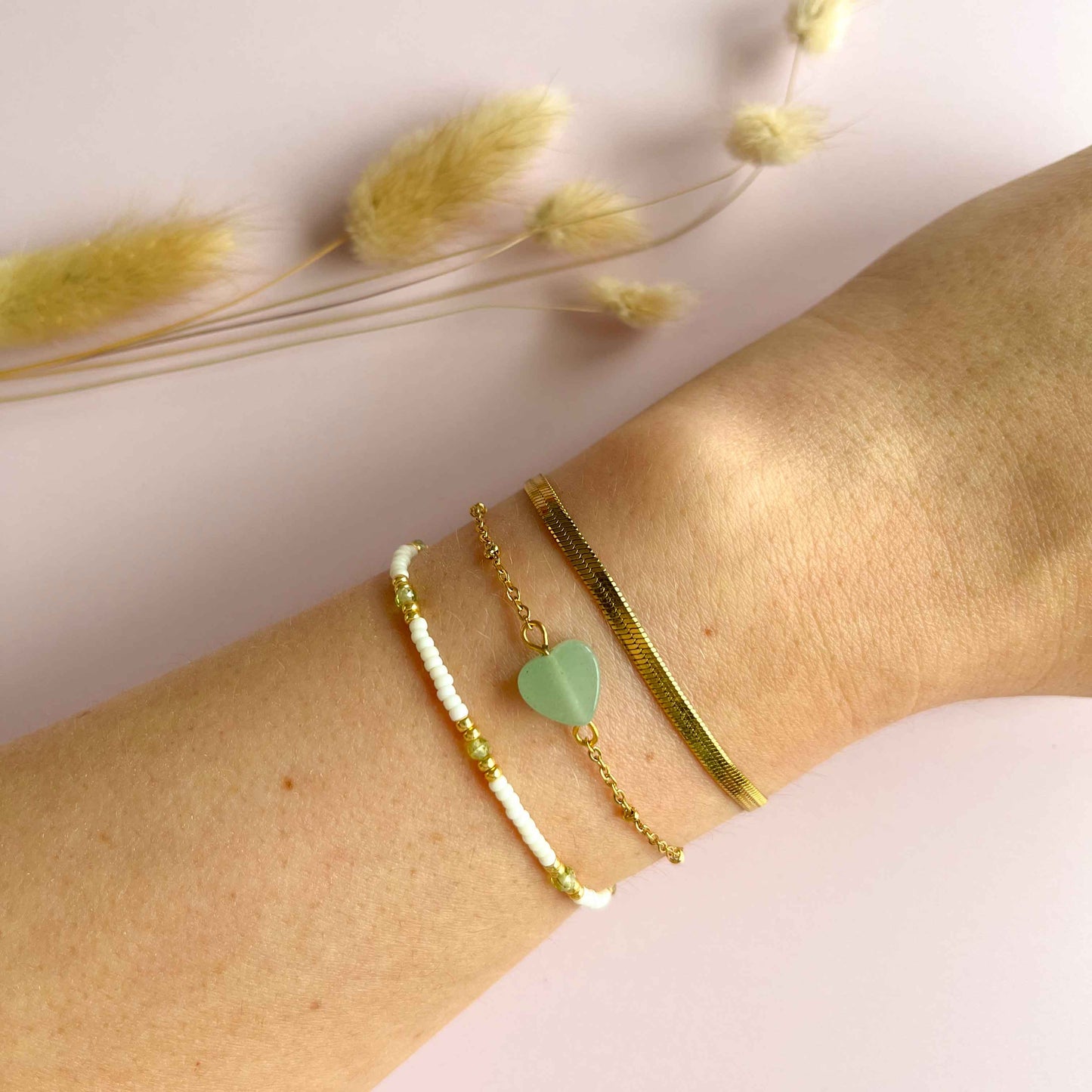 Olivijn facet armband