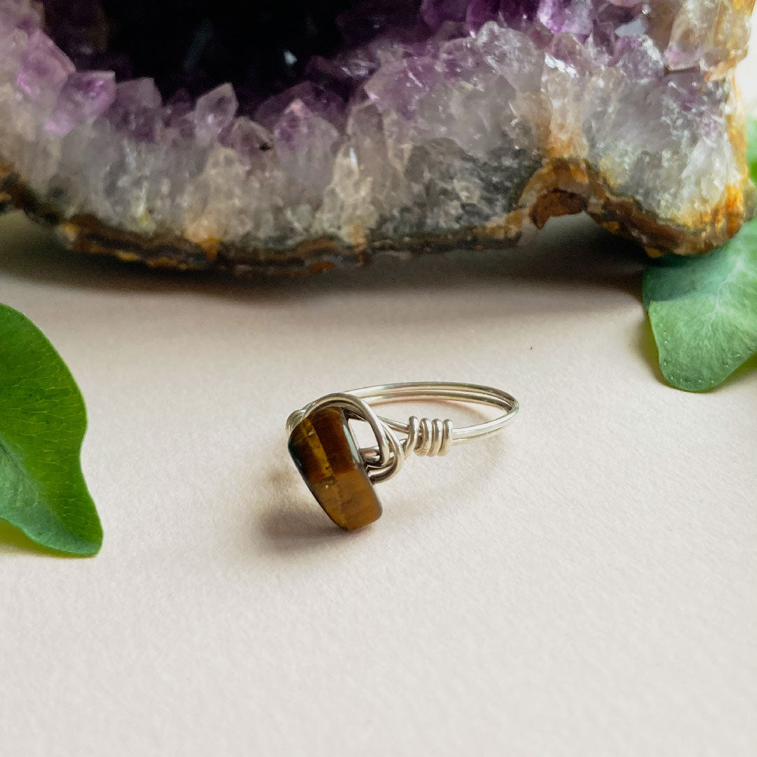 Tijgeroog wire ring