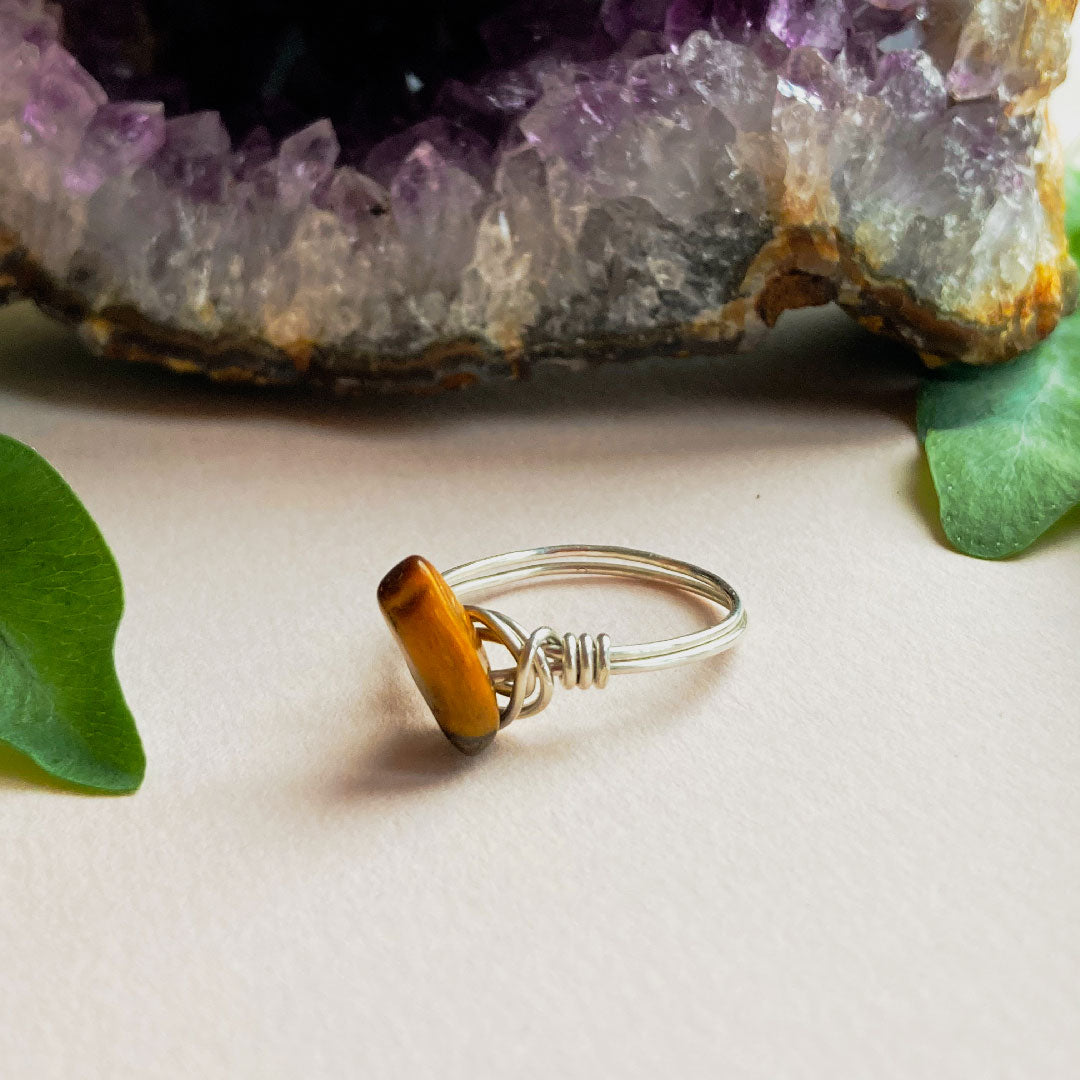 Tijgeroog wire ring