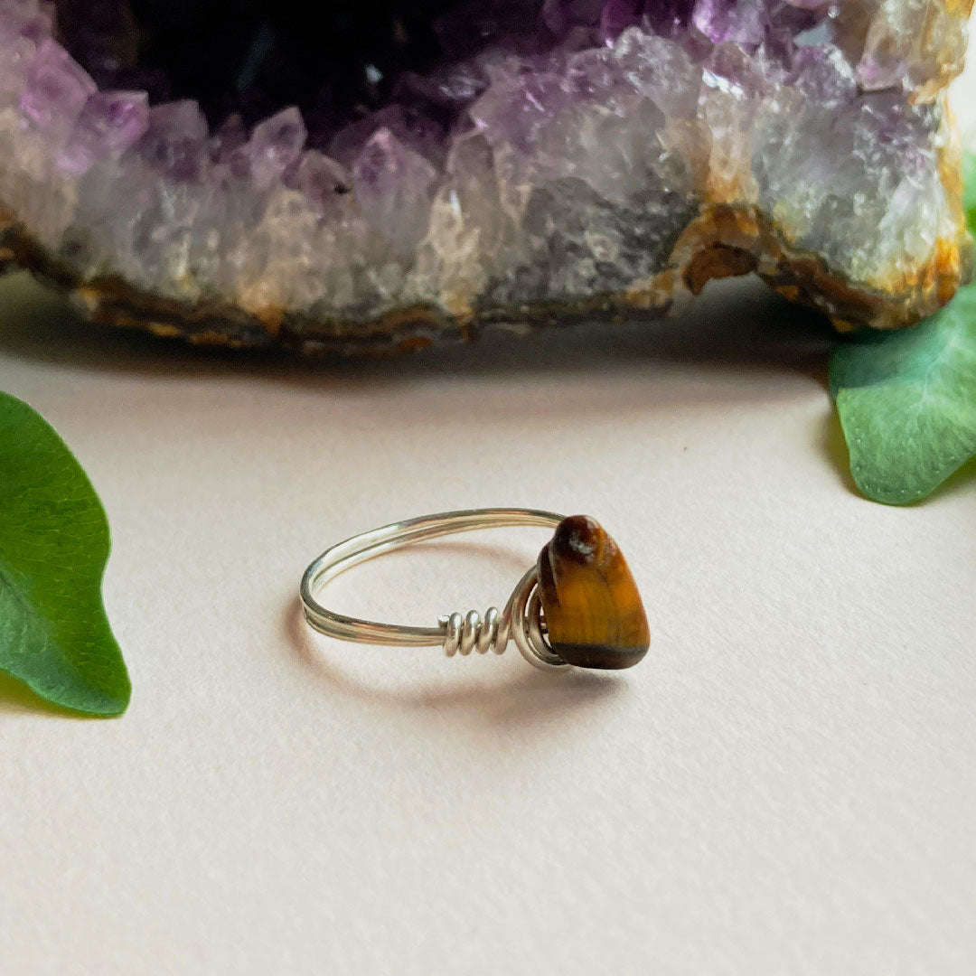 Tijgeroog wire ring