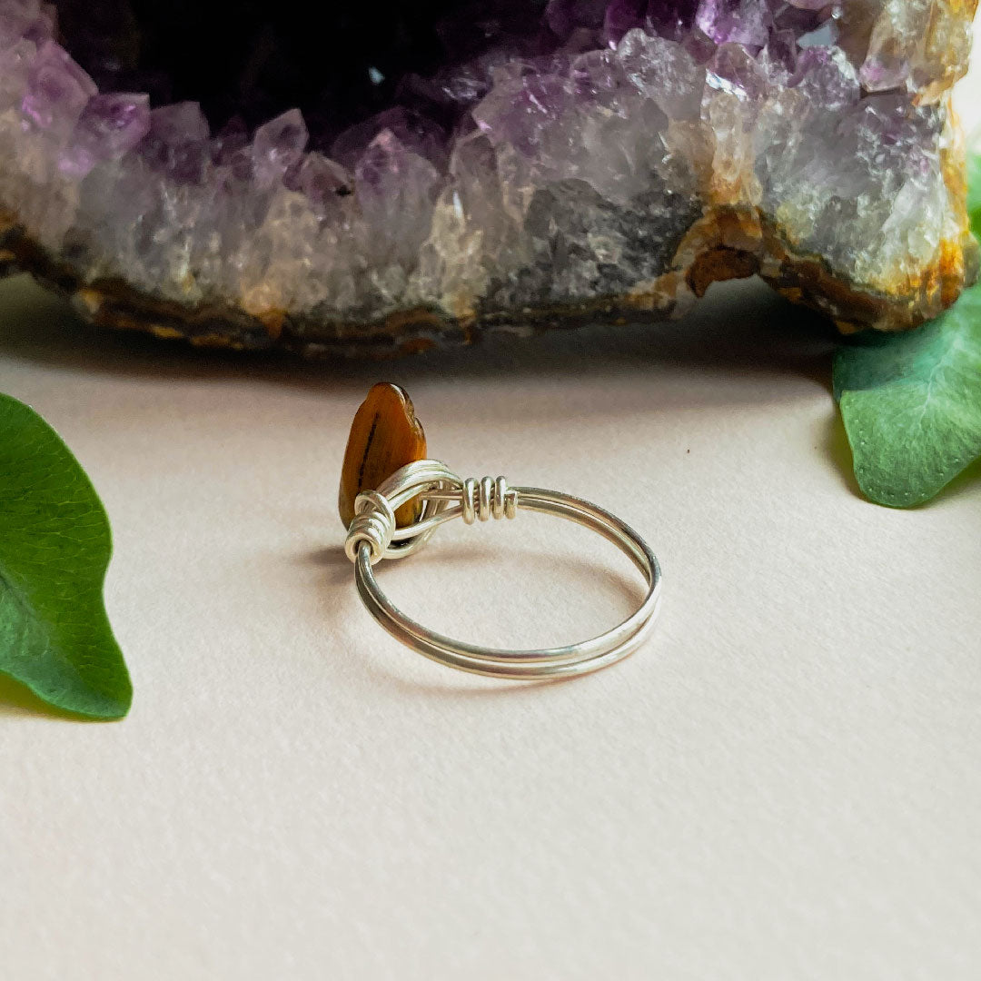 Tijgeroog wire ring