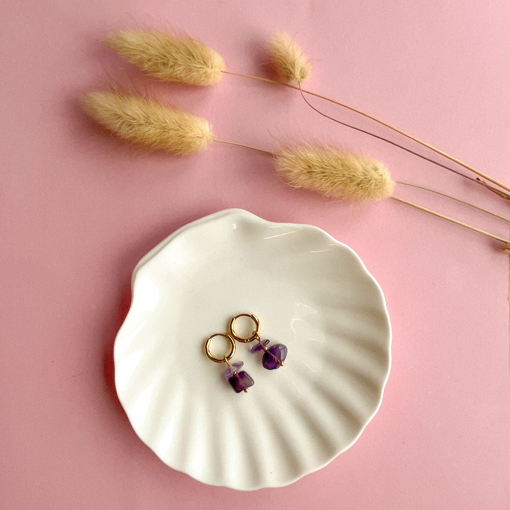 Amethist tiny chip oorbellen