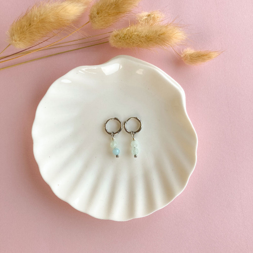 Tiny aquamarijn oorbellen zilver