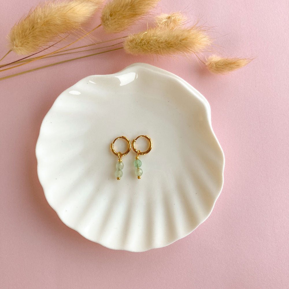 Tiny aventurijn oorbellen goud