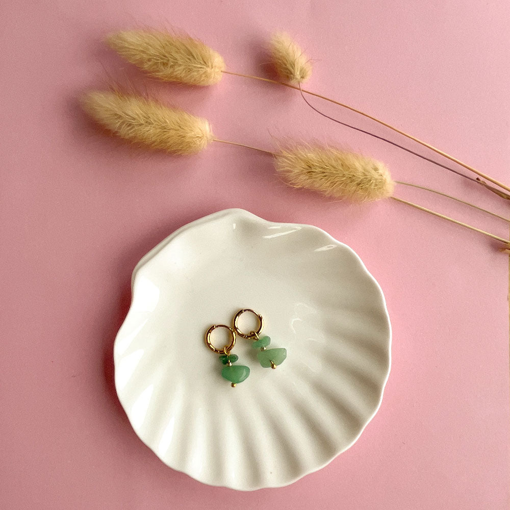 Aventurijn tiny chip oorbellen