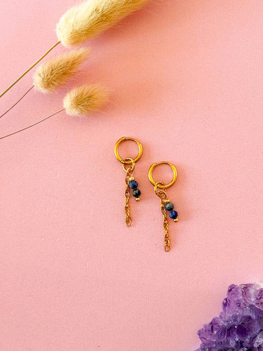 Selena oorbellen lapis lazuli - goud