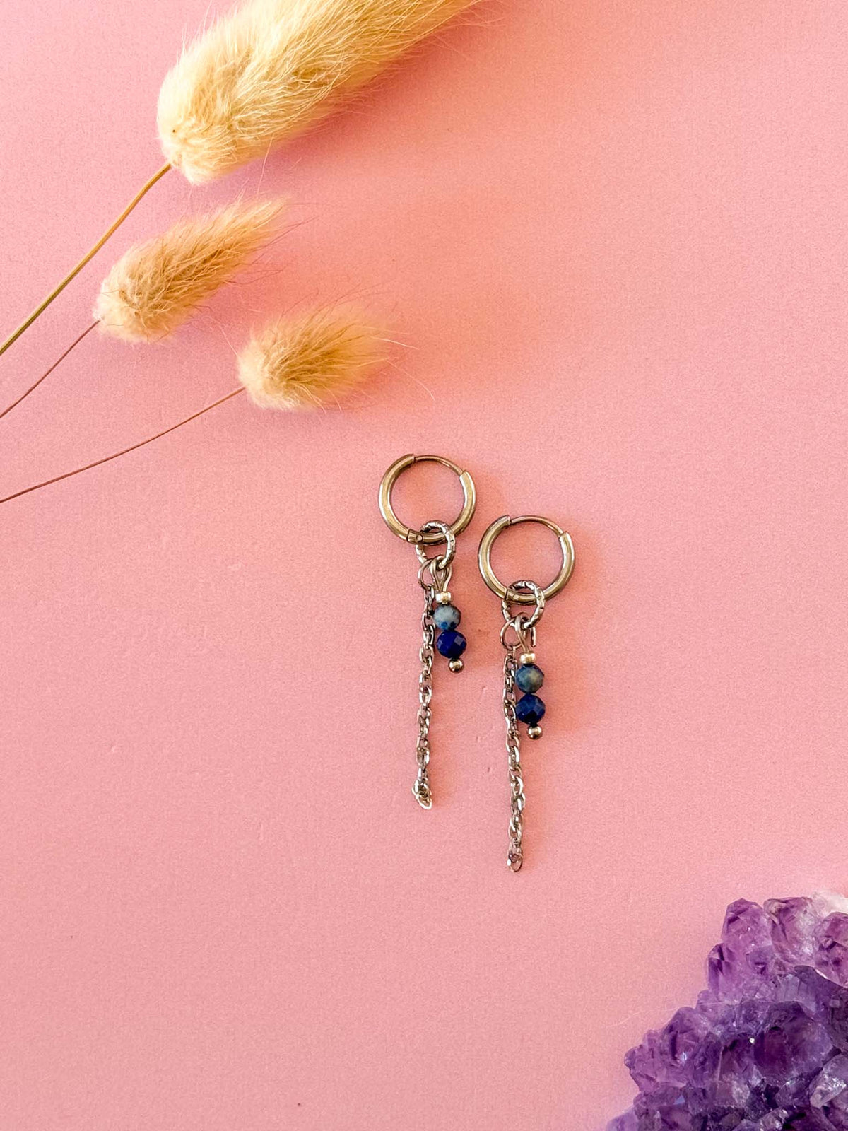 Selena oorbellen lapis lazuli - zilver