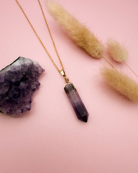 Amethist punt - goud (one of a kind)