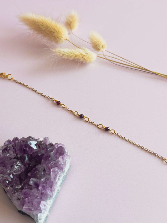 Luna Armband granaat - goud