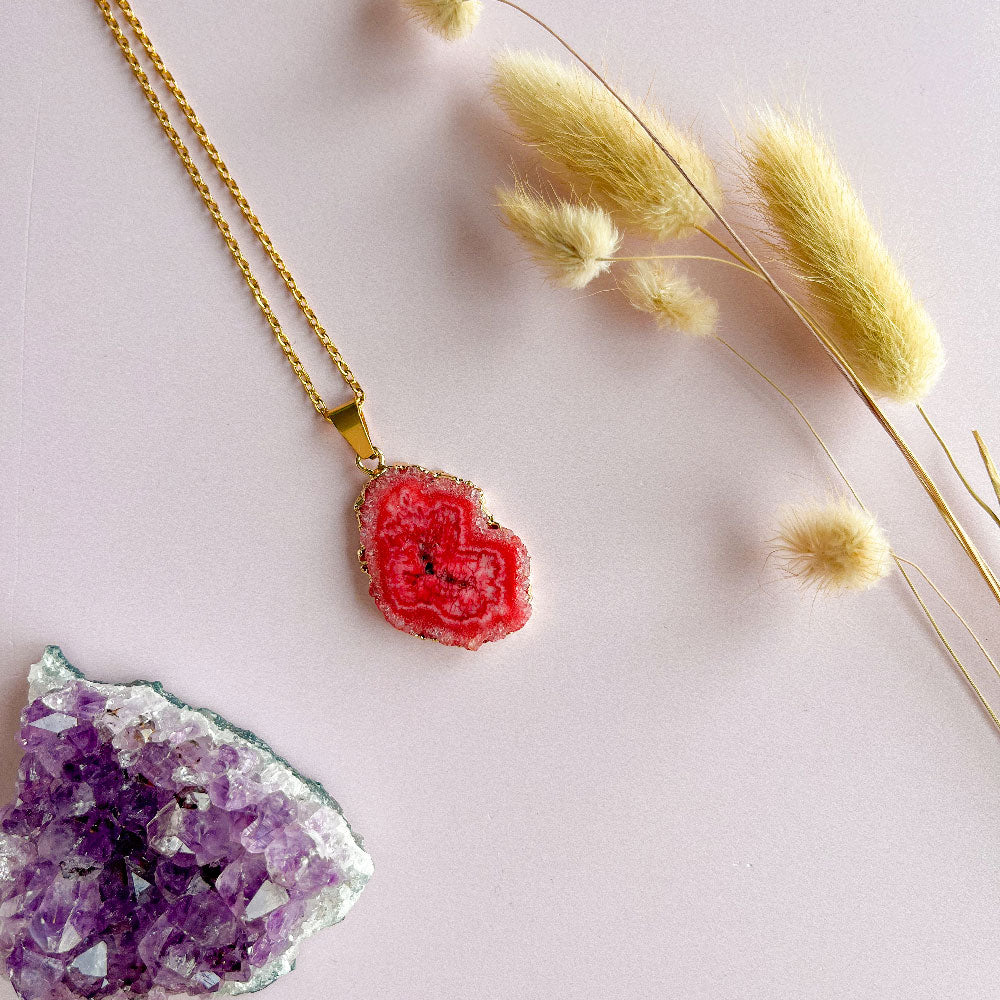 Agaat ketting rood 1 - goud (one of a kind)