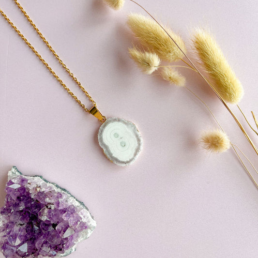 Agaat ketting wit - goud (one of a kind)