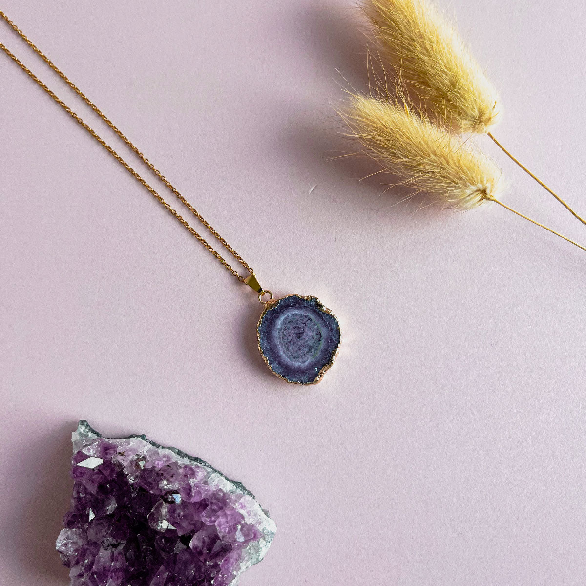 Agaat ketting donkerblauw - goud (one of a kind)