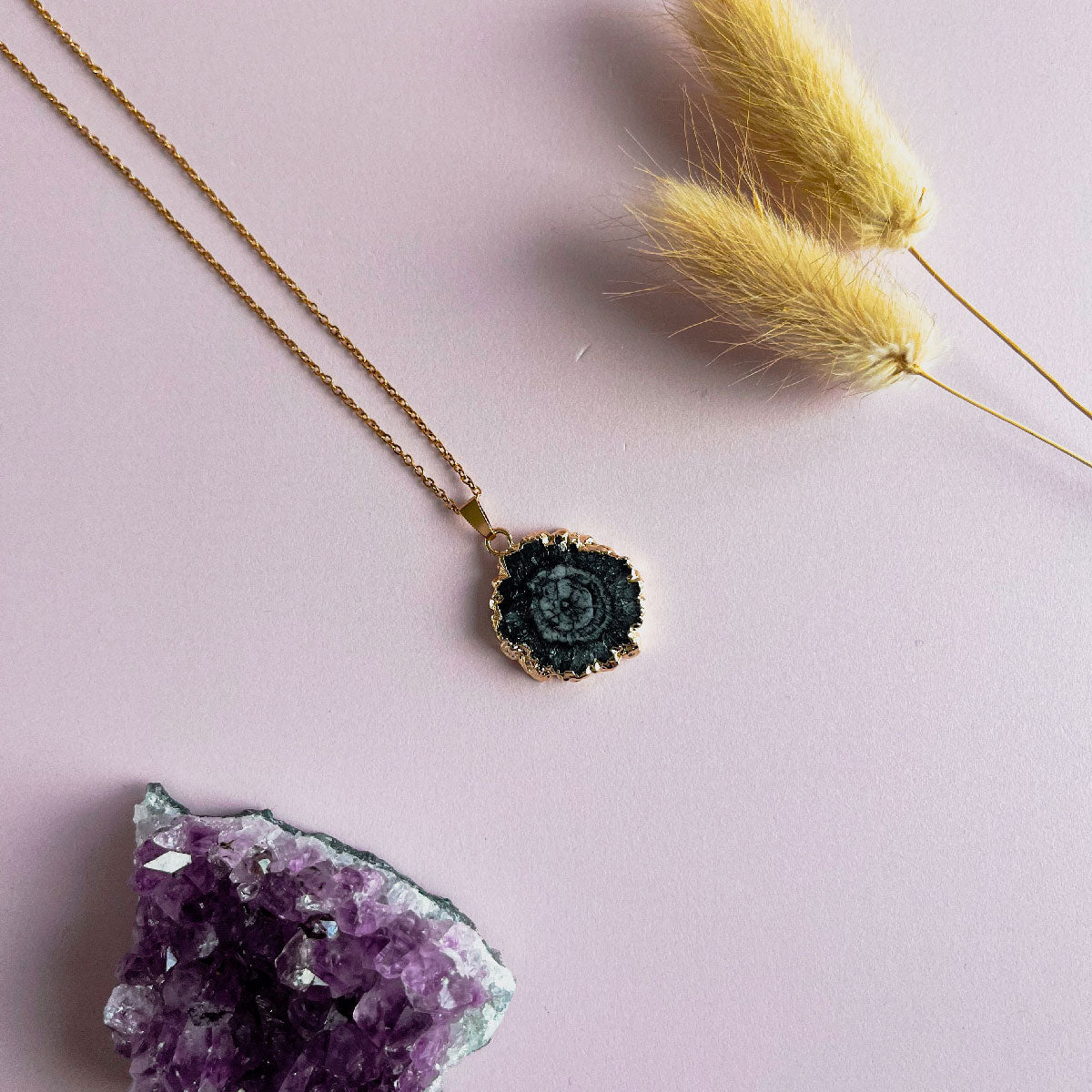 Agaat ketting zwart 2 - goud (one of a kind)