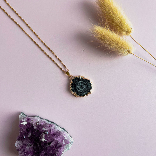 Agaat ketting zwart 2 - goud (one of a kind)