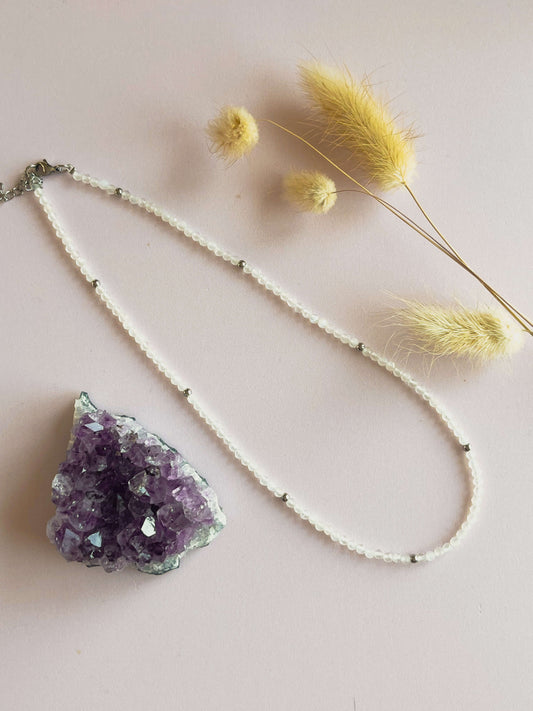 Iris choker maansteen - zilver