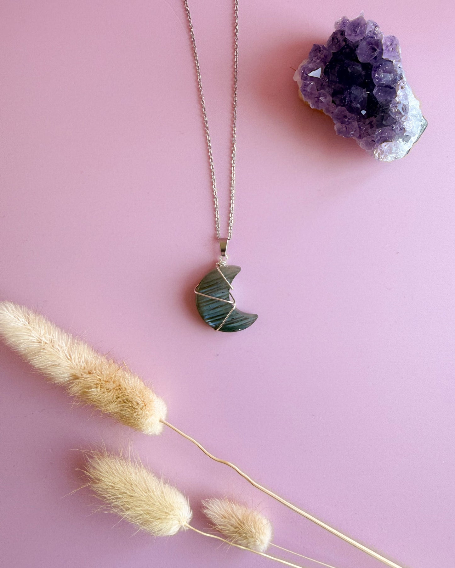 Labradoriet maan 1 - zilver (one of a kind)