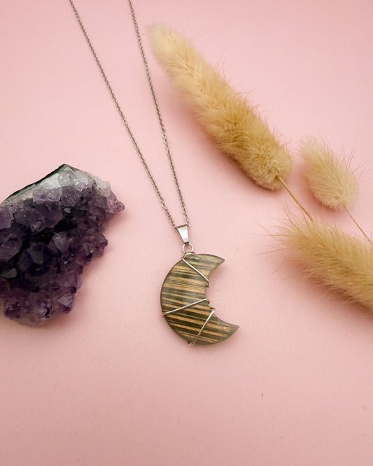 Labradoriet maan 2 - zilver (one of a kind)