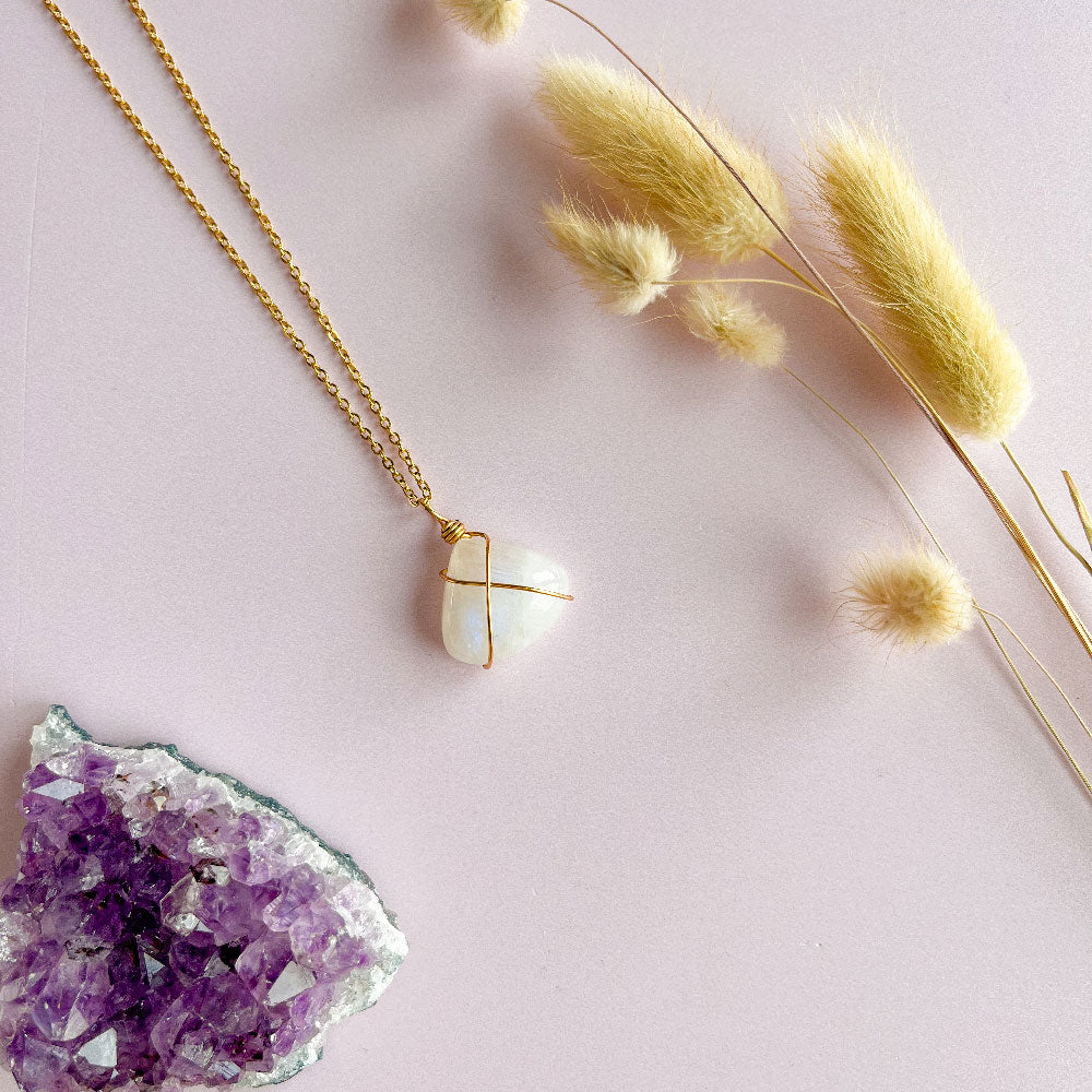 Maansteen ketting small - goud