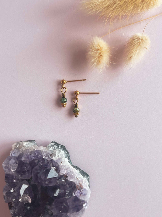 Noa oorknopjes afrikaanse turqouise - goud