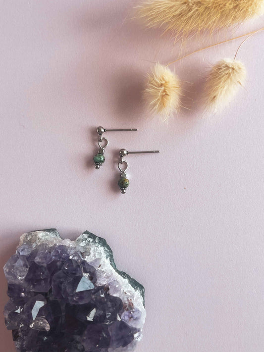 Noa oorknopjes afrikaanse turqouise - zilver