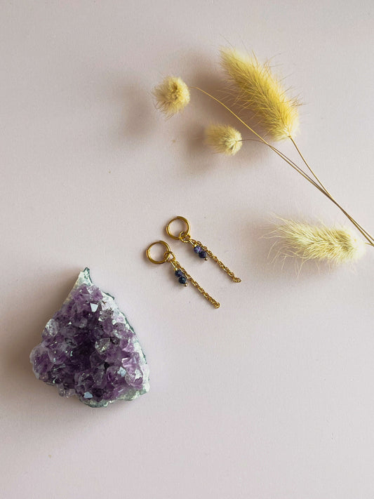 Selena oorbellen lapis lazuli - goud