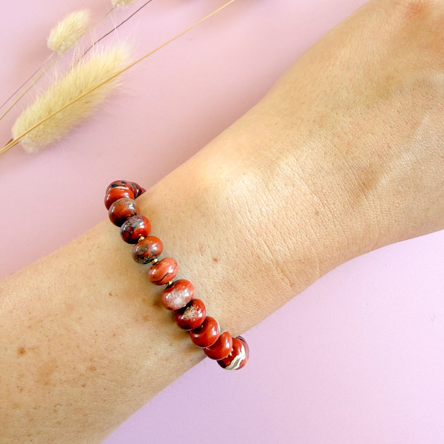 Nyla armband zilver - rode jaspis - grounding energy