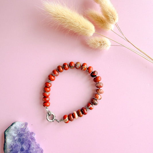 Nyla armband zilver - rode jaspis - grounding energy