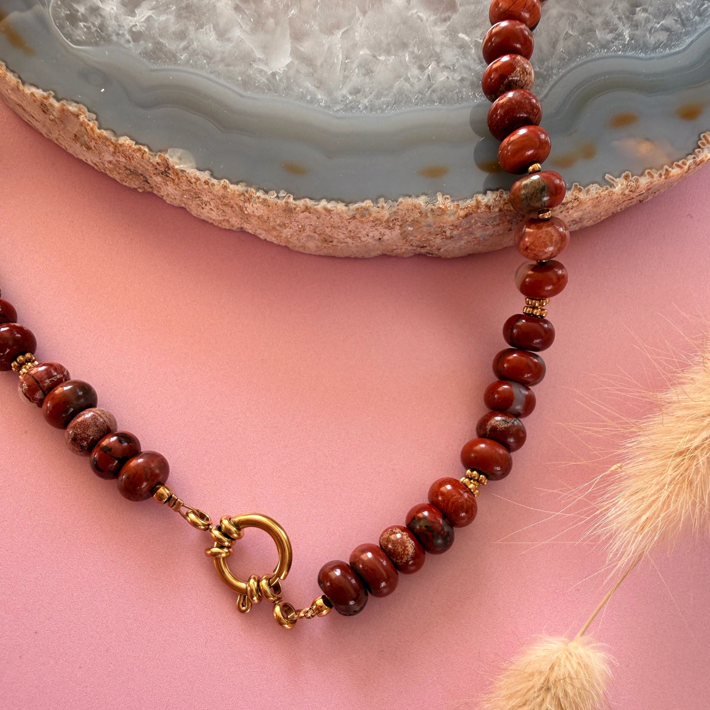 Nyla ketting goud-  rode jaspis - grounding energy