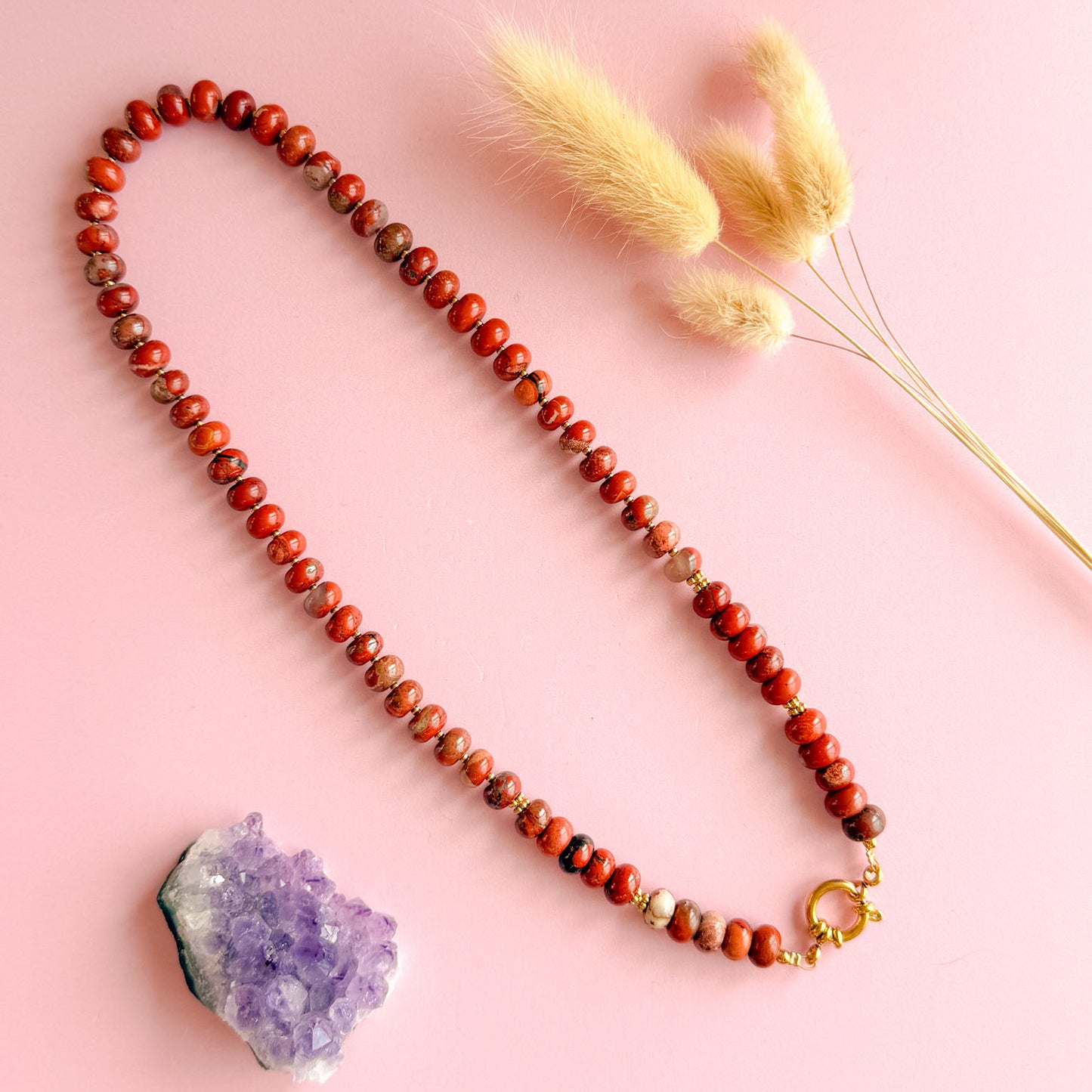 Nyla ketting goud-  rode jaspis - grounding energy