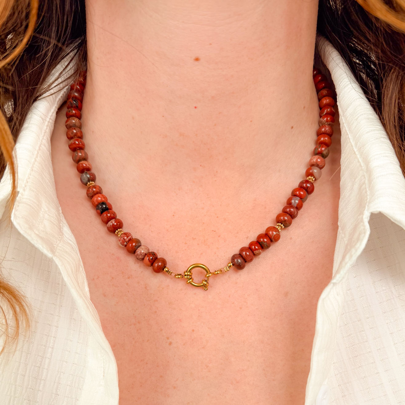 Nyla ketting goud-  rode jaspis - grounding energy