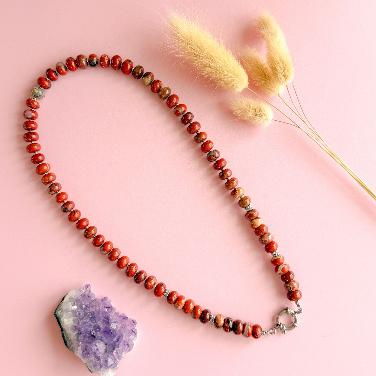 Nyla ketting zilver - rode jaspis - grounding energy