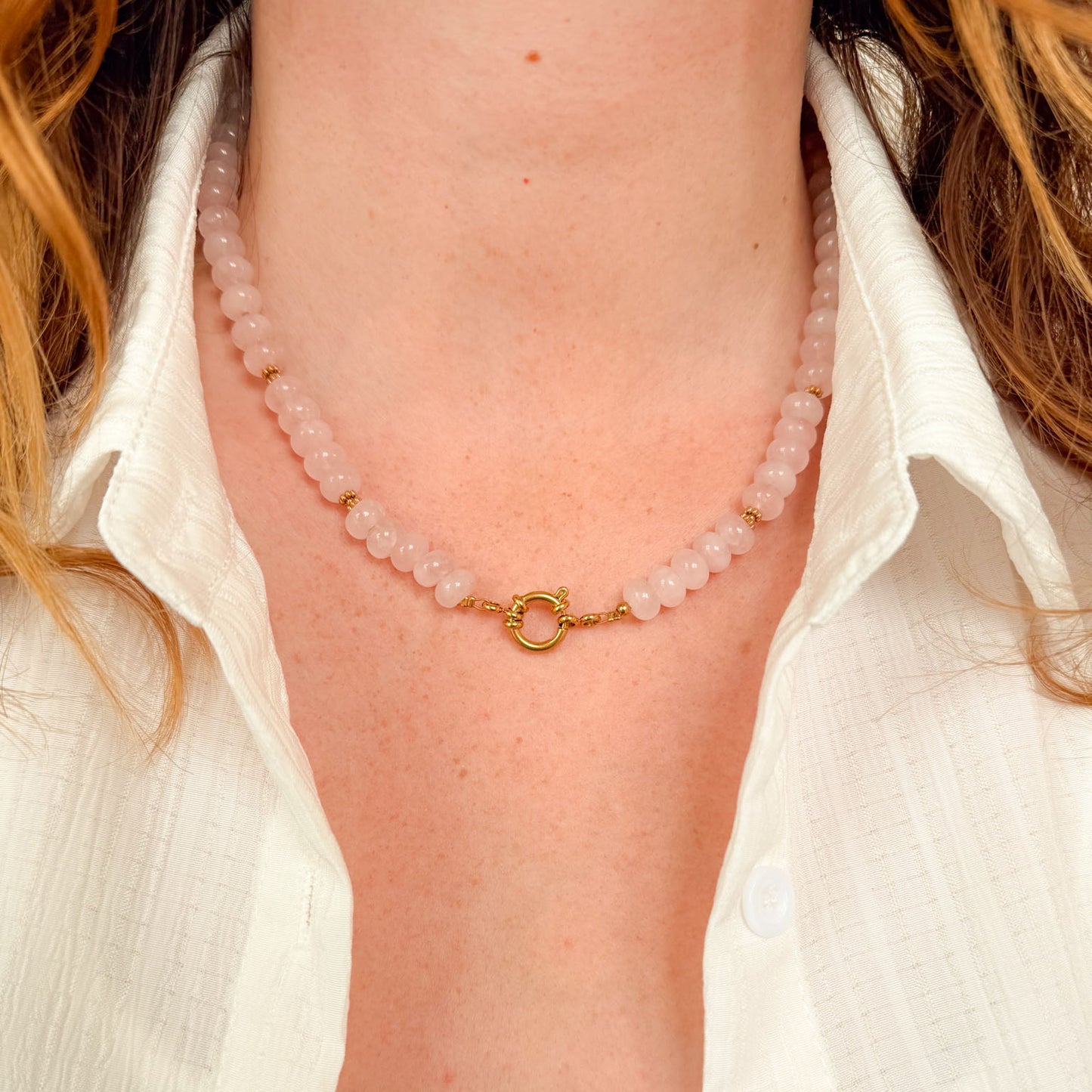 Nyla ketting goud - Rozenkwarts - love energy