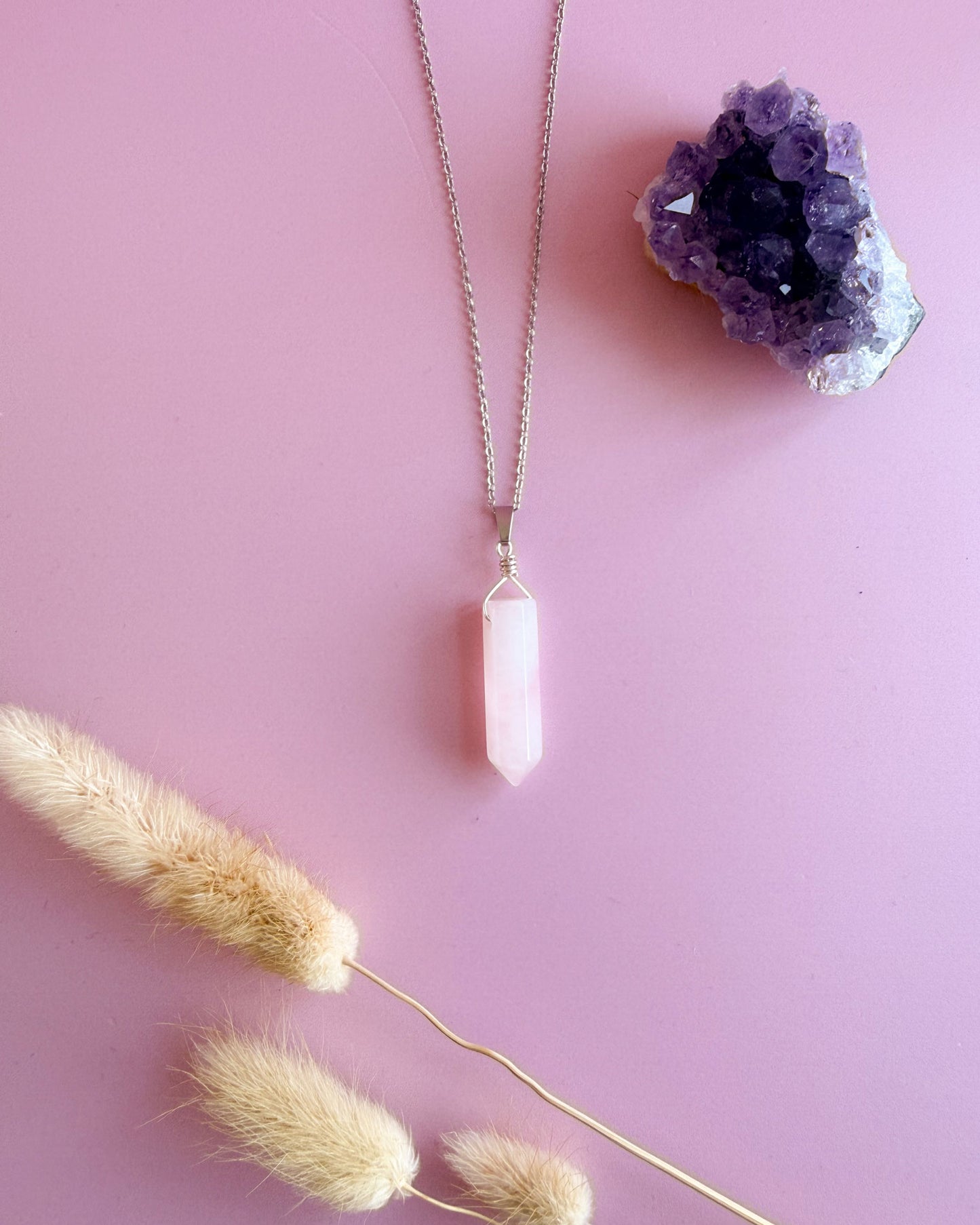 Rozenkwarts punt - zilver (one of a kind)