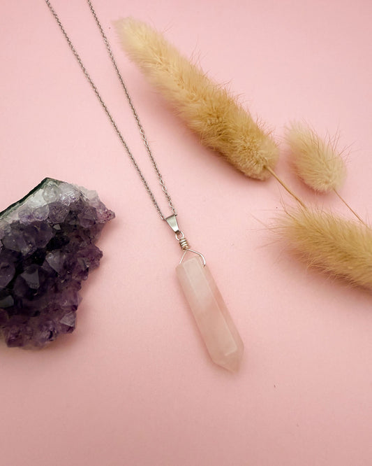 Rozenkwarts punt - zilver (one of a kind)