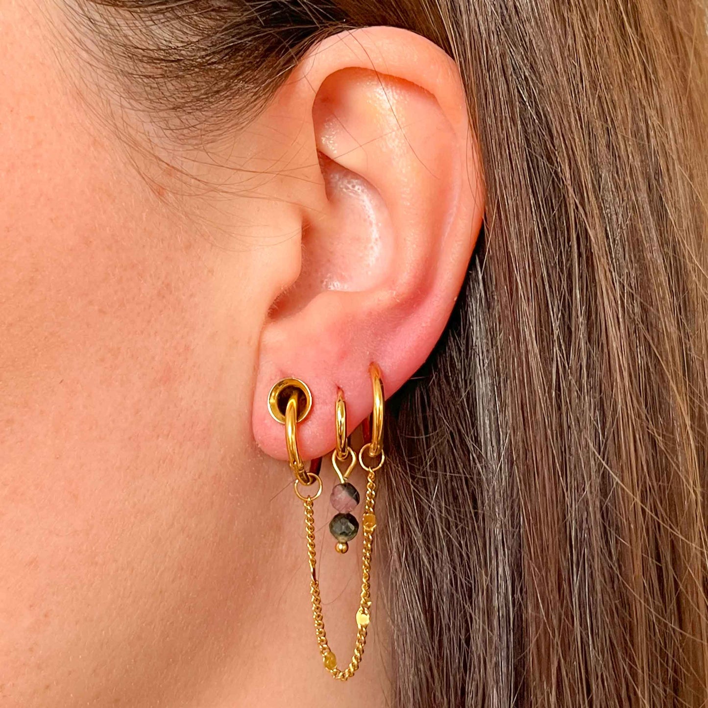 Tiny toermalijn oorbellen goud