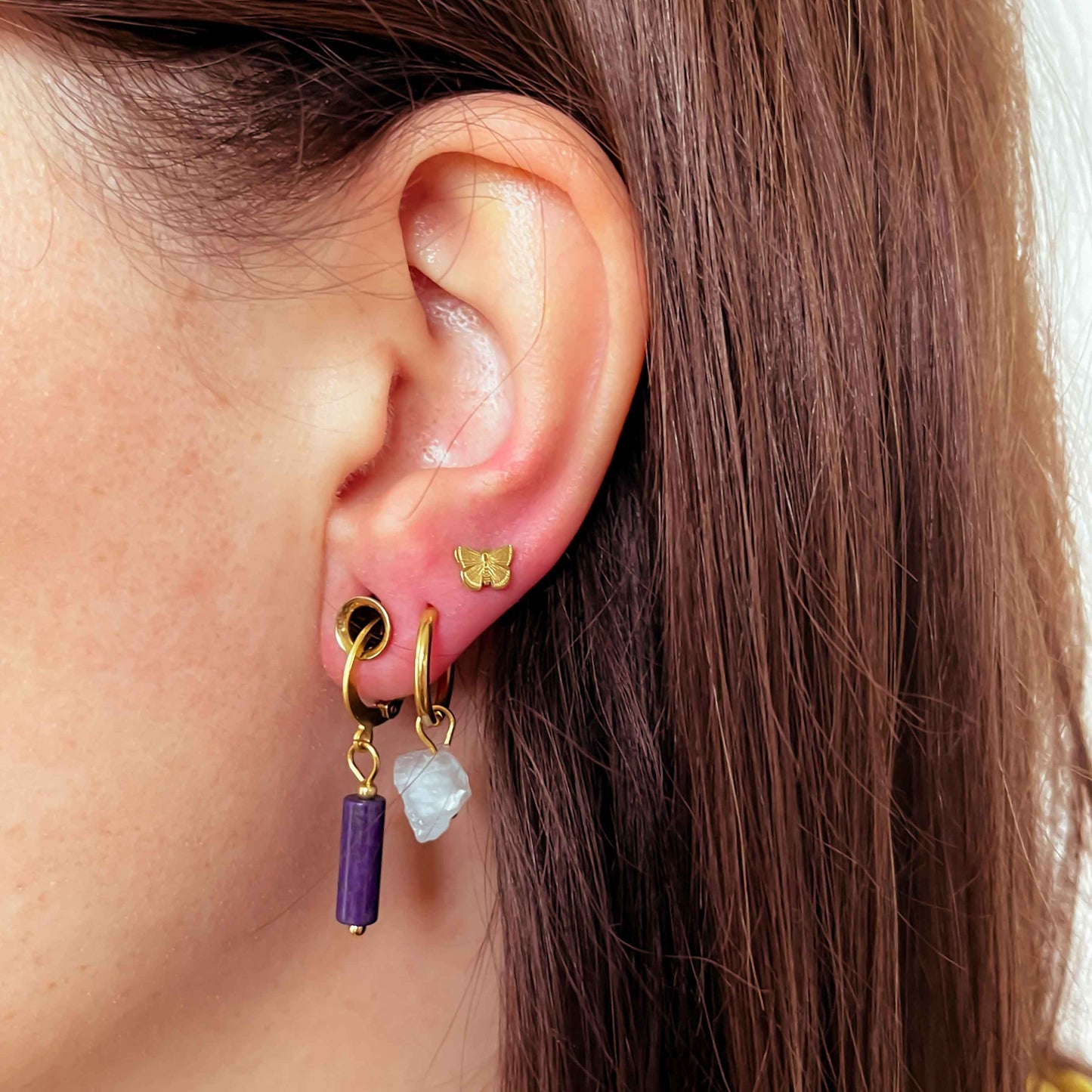 Ruwe aquamarijn oorbellen