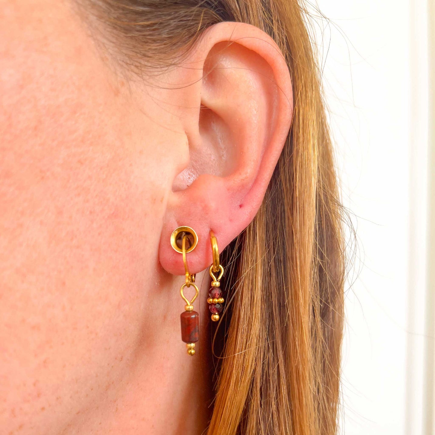 Rode jaspis oorbellen