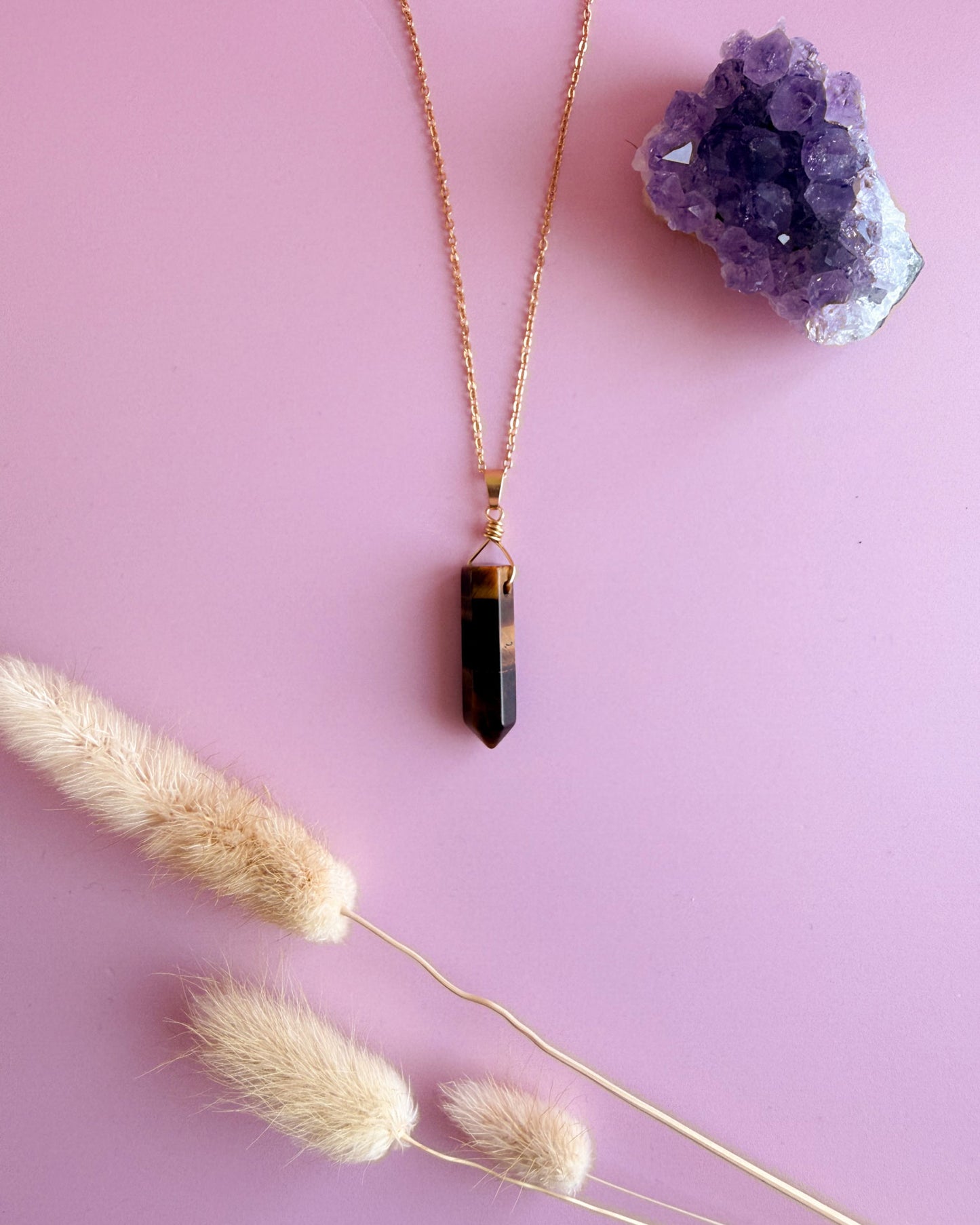 Tijgeroog punt - goud (one of a kind)