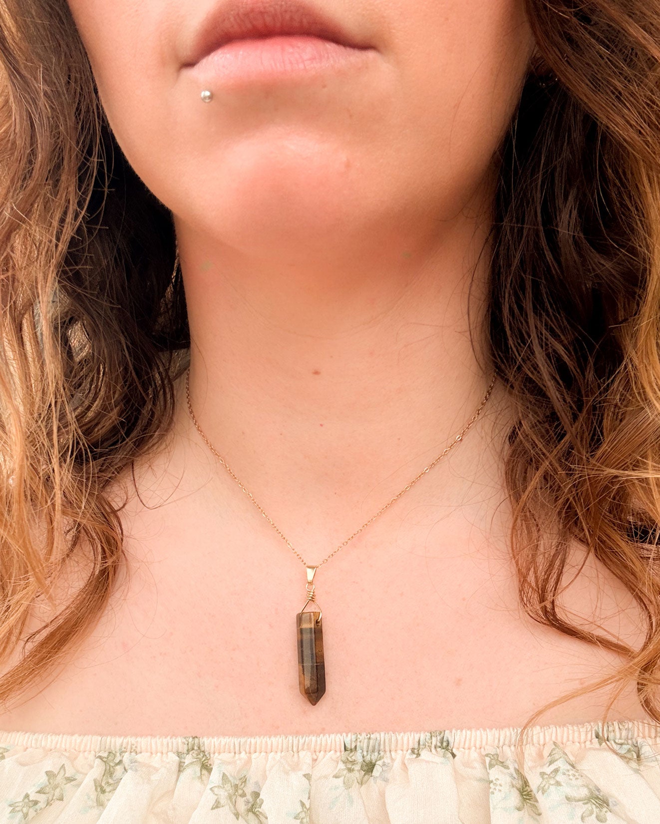 Tijgeroog punt - goud (one of a kind)