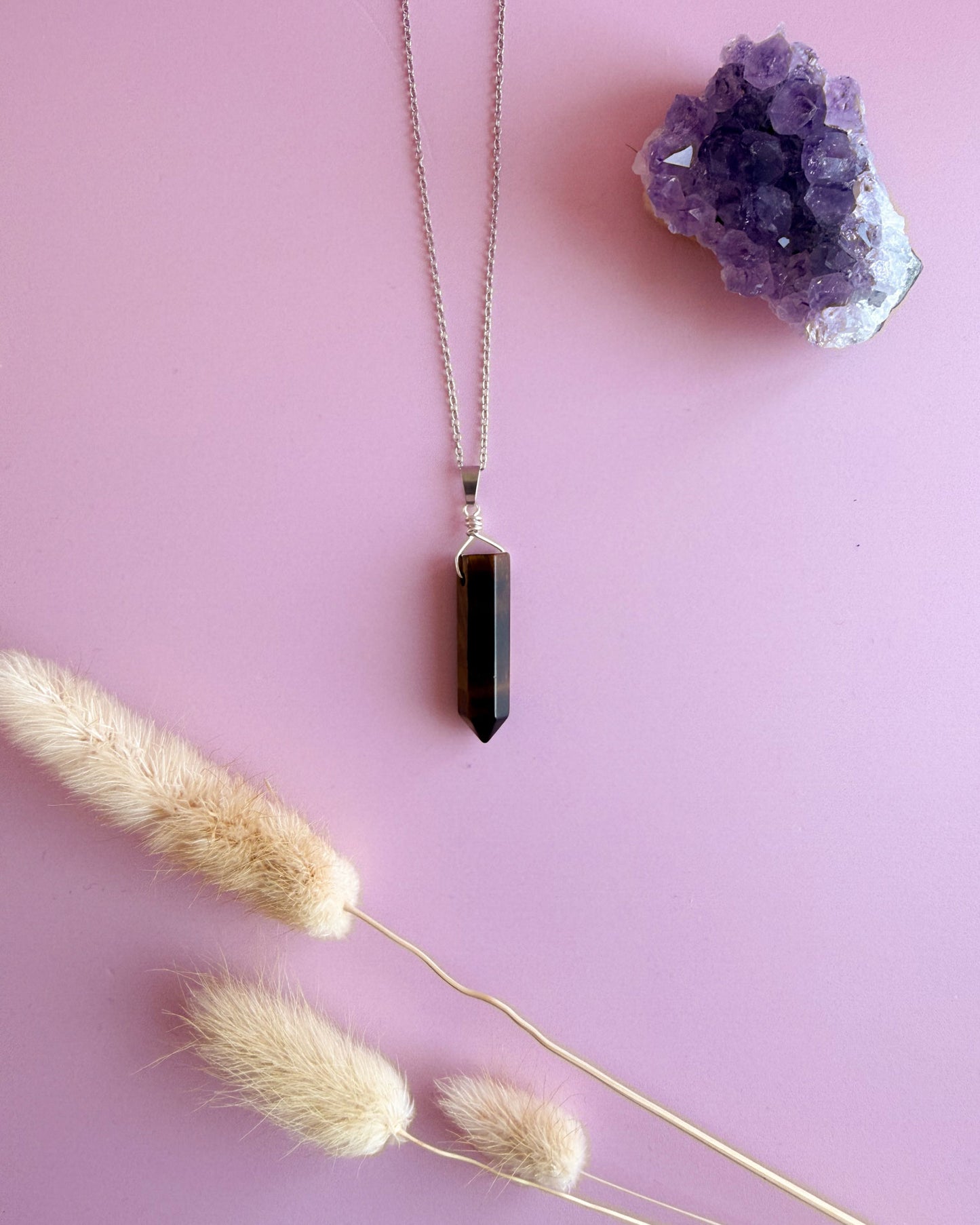 Tijgeroog punt - zilver (one of a kind)