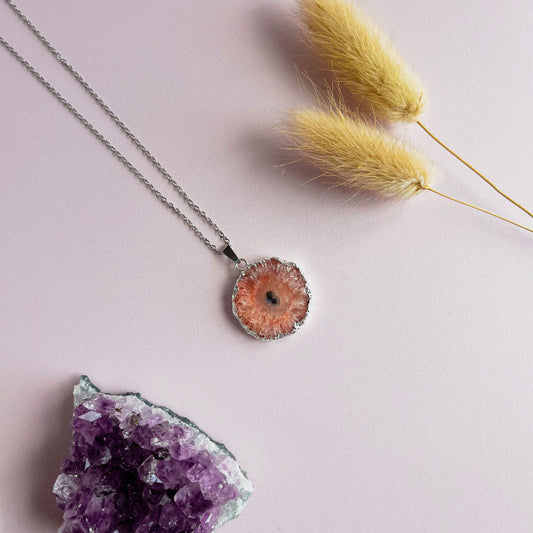 Agaat ketting oranje - zilver (one of a kind)
