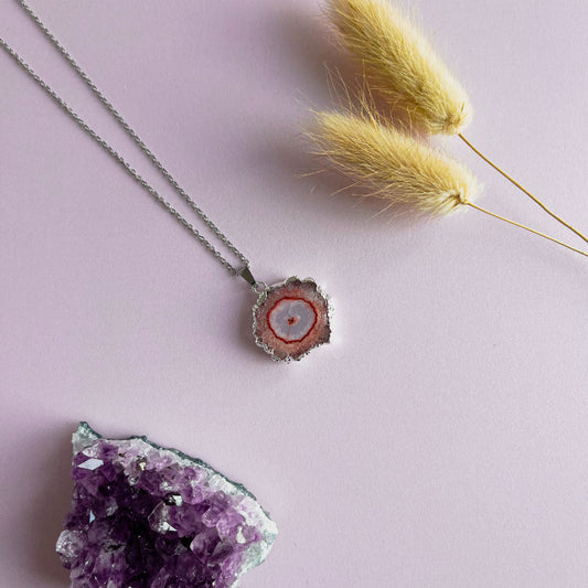 Agaat ketting oranje 2 - zilver (one of a kind)