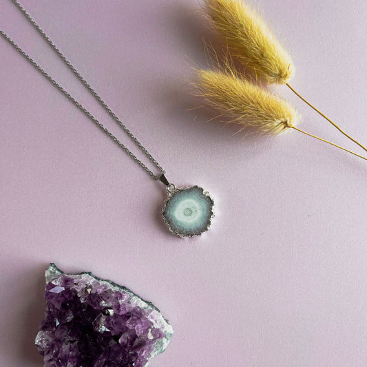 Agaat ketting wit 2 - zilver (one of a kind)