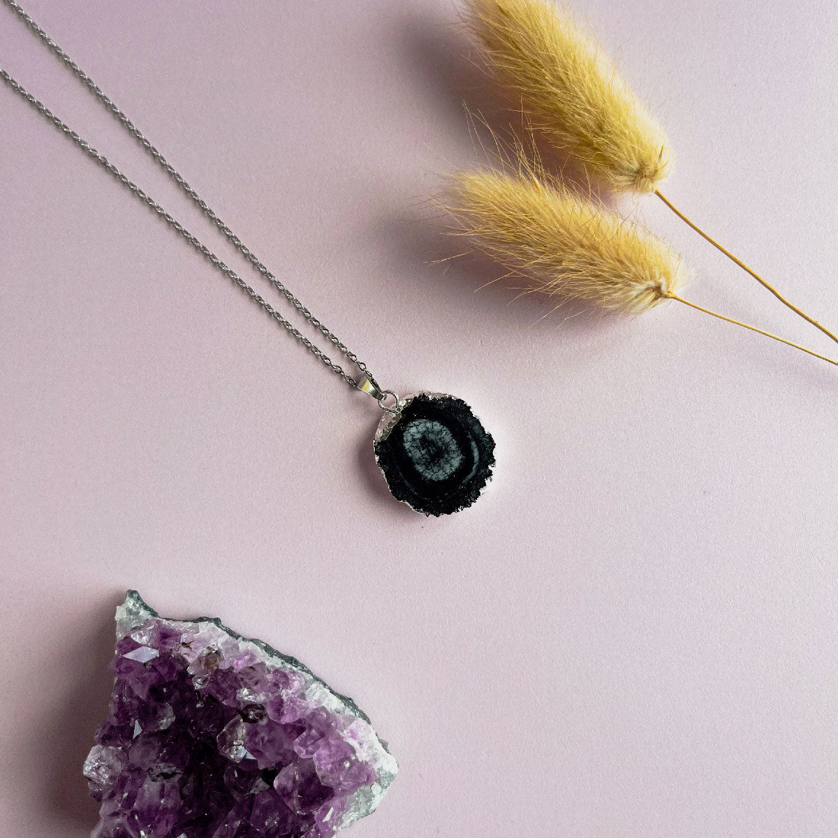Agaat ketting zwart - zilver (one of a kind)