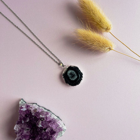 Agaat ketting zwart - zilver (one of a kind)