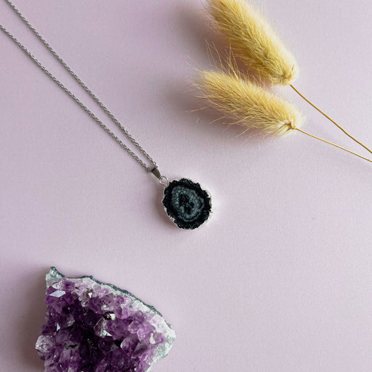 Agaat ketting zwart 2 - zilver (one of a kind)