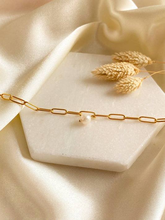 Chunky parel enkelbandje goud