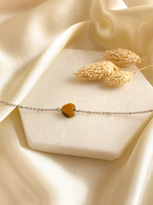 Tijgeroog hart armband - zilver