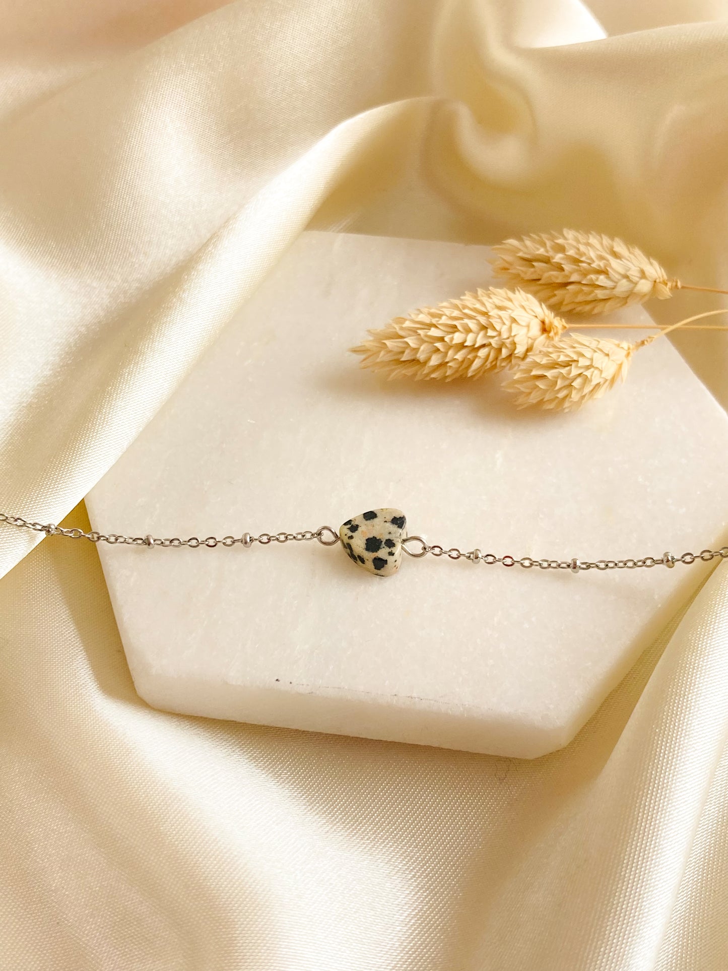Dalmatier jaspis hart armband - zilver